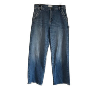 Current Elliott High Rise Wide Leg Medium Blue Wash Carpenter Jeans Women’s 32